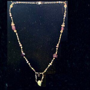 18" genuine freshwater pearl/Sterling silver necklace with faceted amethyst